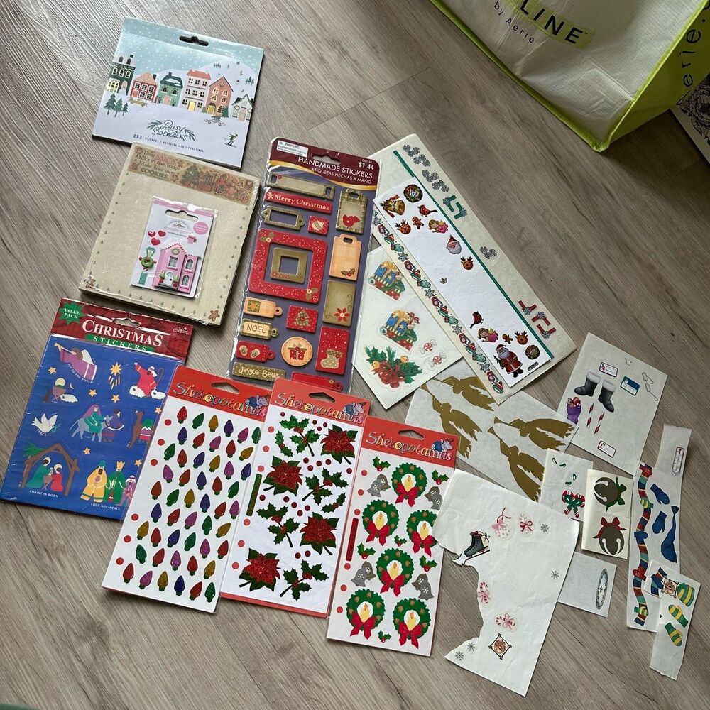 Christmas Holiday Stickers & Notes Lot - 8 New Sealed Packages & Several Loose